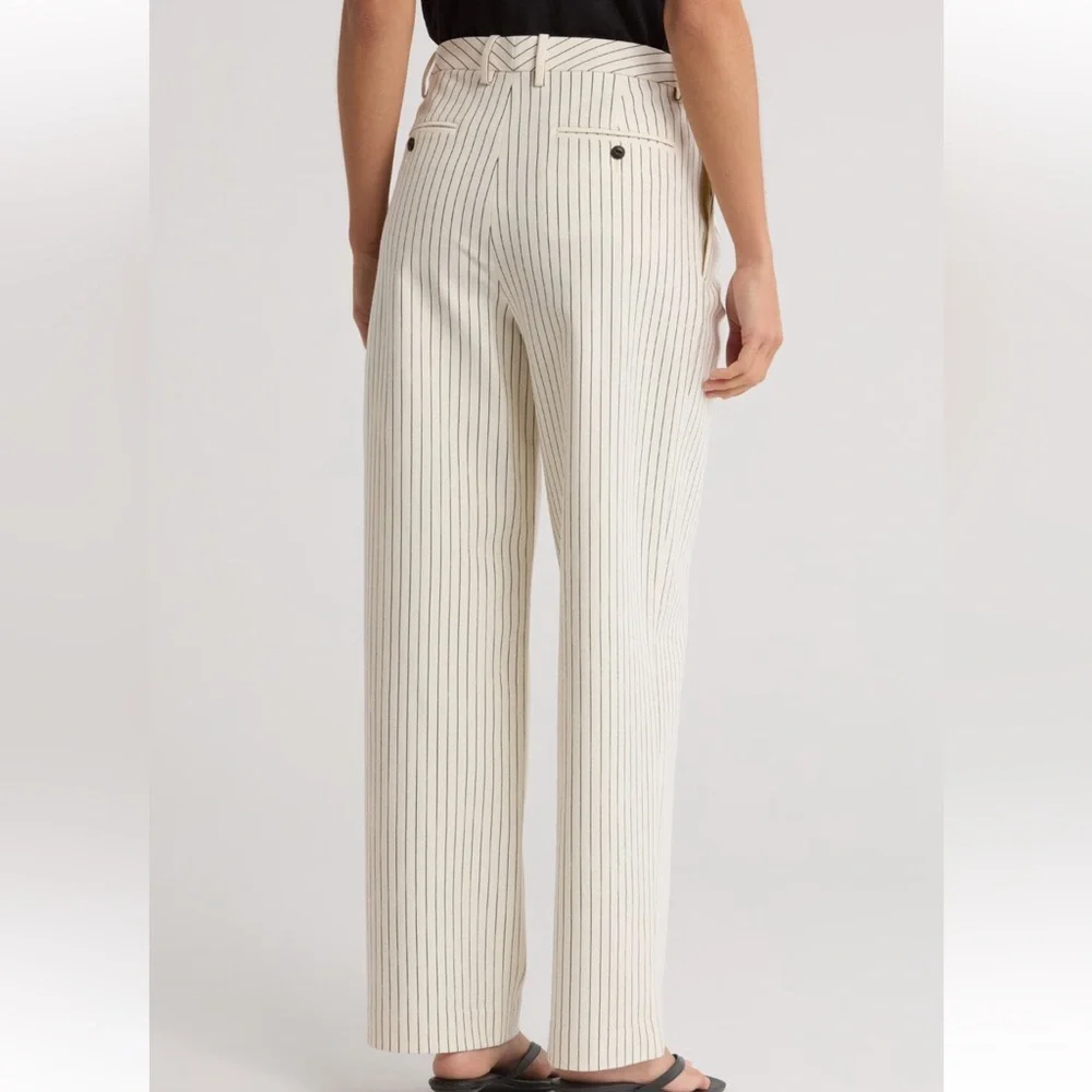 New Rag & Bone Ivory Pinstripe Marianna Pont Straight Leg Pants - Picture 2 of 3